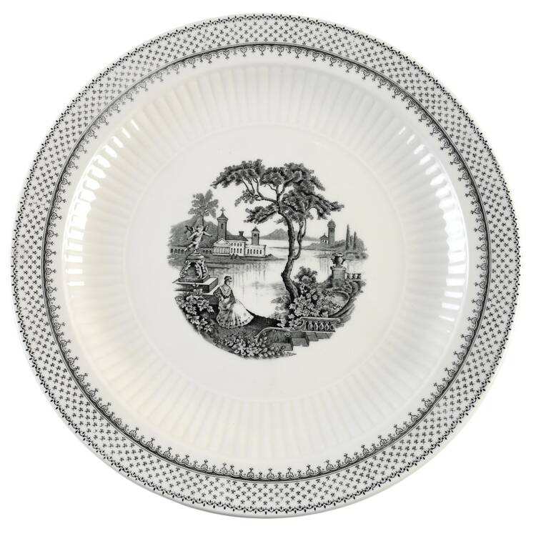 Minuet Black (Newer, Adams Bckstmp) 12" Chop Plate (Round Platter)