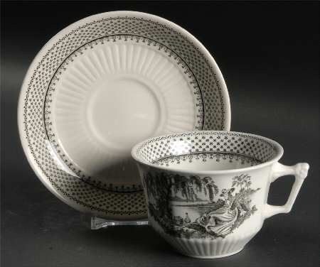 Minuet Black (Newer, Adams Bckstmp) Oversized Cup & Saucer Set