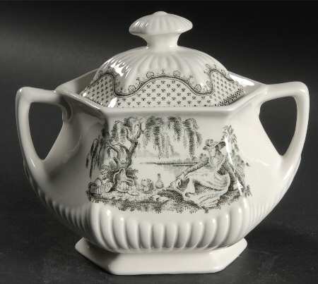Minuet Black (Newer, Adams Bckstmp) Sugar Bowl & Lid