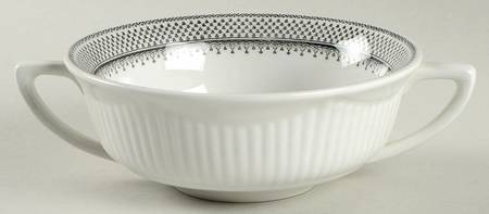 Minuet Black (Newer, Adams Bckstmp) Flat Cream Soup Bowl