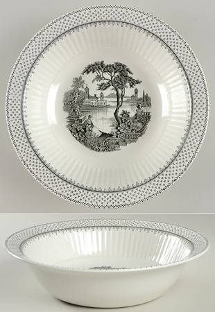 Minuet Black (Newer, Adams Bckstmp) 10" Round Vegetable Bowl