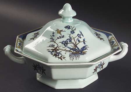 Ming Toi Blue Octagonal Covered Vegetable