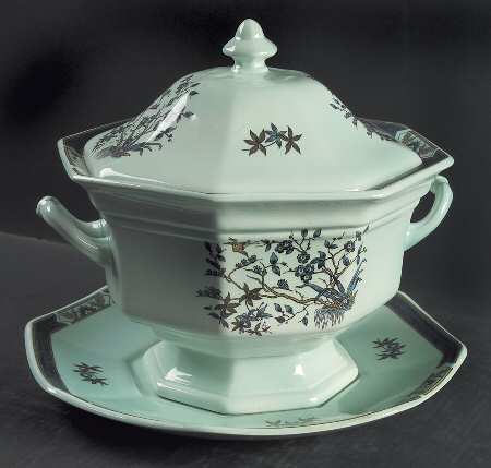 Ming Toi Blue Tureen & Lid w/Underplate