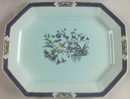 Ming Toi Blue 16" Oval Serving Platter