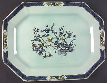Ming Toi Blue 14" Oval Serving Platter