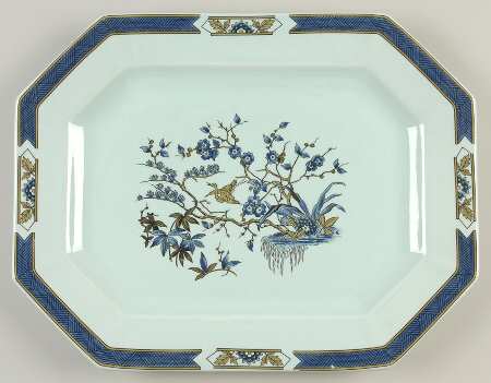 Ming Toi Blue 14" Oval Serving Platter