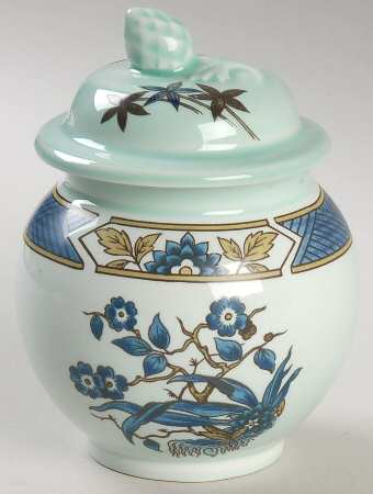Ming Toi Blue Sugar Bowl & Lid