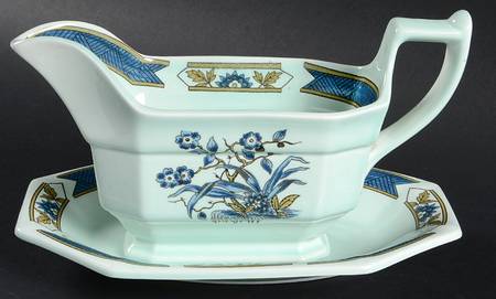 Ming Toi Blue Gravy Boat & Underplate/Relish
