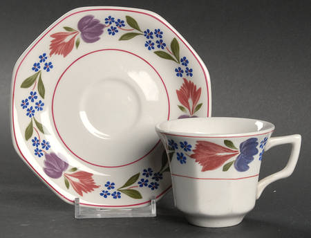 Old Colonial (Newer Backstamp) Flat Demitasse Cup & Saucer Set