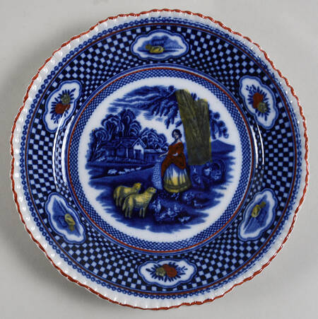 Old English Rural Scenes Blue Multicolor Salad Plate