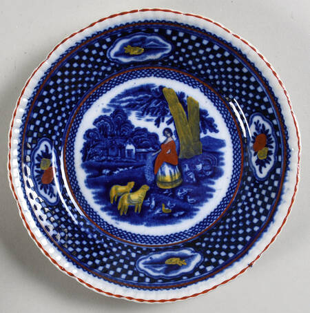 Old English Rural Scenes Blue Multicolor Bread & Butter Plate