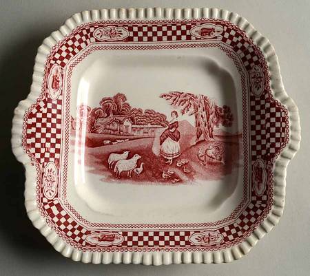 Old English Rural Scenes Square Handled Cake Plate by Adams China