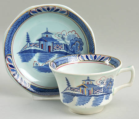 Old Free Hand Oversized Cup & Saucer Set