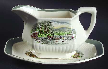 Old Winter Scenes Gravy Boat & Underplate/Relish