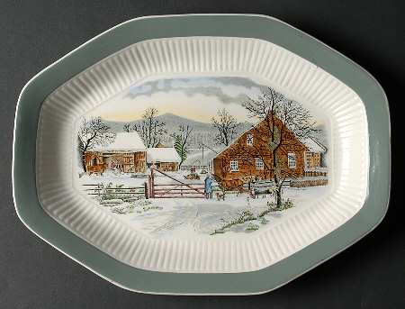 Old Winter Scenes 11" Oval Serving Platter