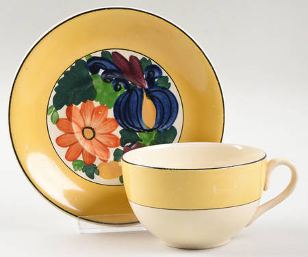 Cretonne Yellow Flat Cup & Saucer Set