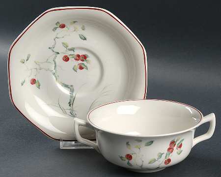 Persimmon Flat Cream Soup Bowl & Saucer Set