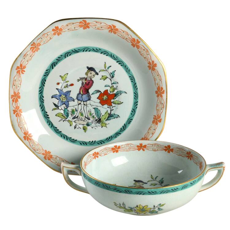 The Piper Flat Cream Soup Bowl & Saucer Set