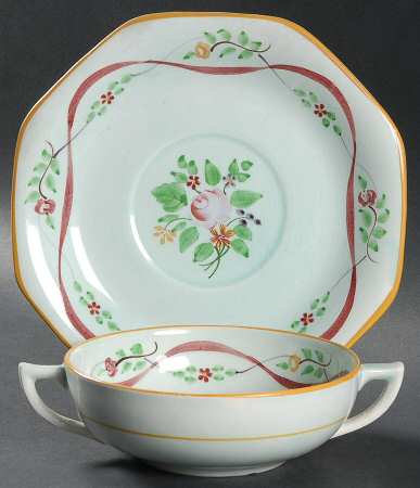 Ribbon Flat Cream Soup Bowl & Saucer Set