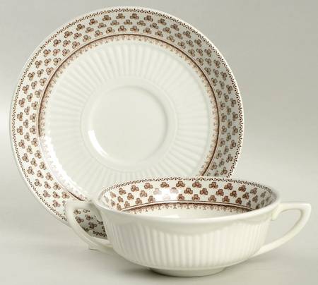 Sharon (Adams Backstamp) Flat Cream Soup Bowl & Saucer Set