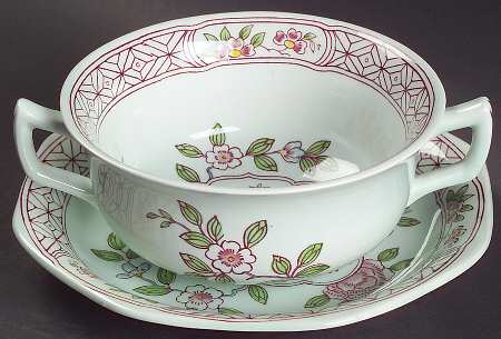Singapore Bird (Newer Backstamp) Flat Cream Soup Bowl & Saucer Set