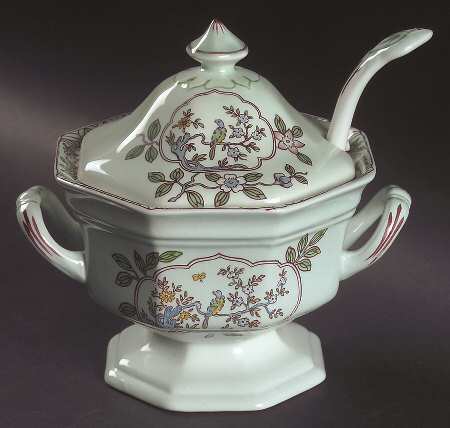 Singapore Bird (Newer Backstamp) Sauce Boat & Lid with Ladle