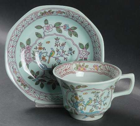 Singapore Bird (Newer Backstamp) Flat Cup & Saucer Set