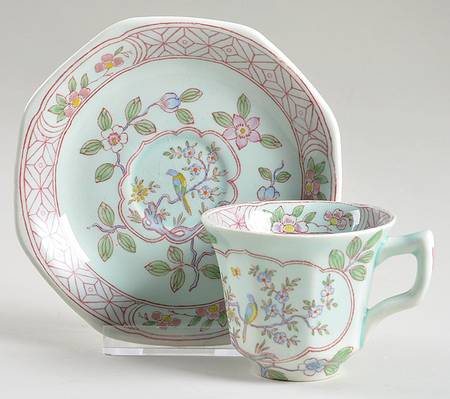 Singapore Bird (Older Backstamp) Flat Demitasse Cup & Saucer Set