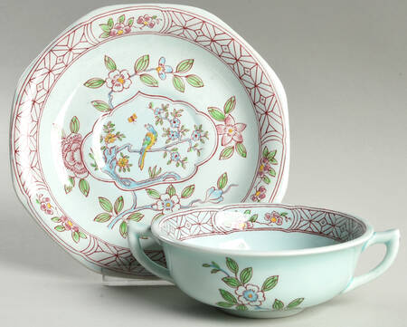 Singapore Bird (Older Backstamp) Flat Cream Soup & Saucer Set