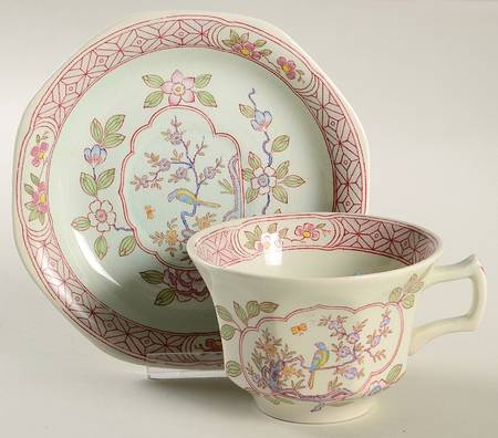 Singapore Bird (Older Backstamp) Oversized Cup & Saucer Set