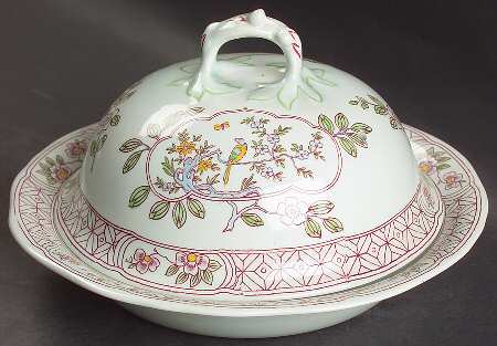 Singapore Bird (Older Backstamp) Muffin Dish & Lid