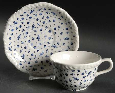 Sprig Blue Flat Cup & Saucer Set