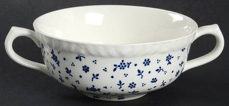 Sprig Blue Flat Cream Soup Bowl