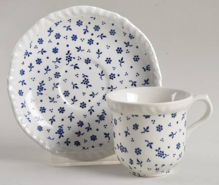 Sprig Blue Flat Demitasse Cup & Saucer Set