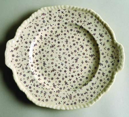 Sprig Brown Square Handled Cake Plate