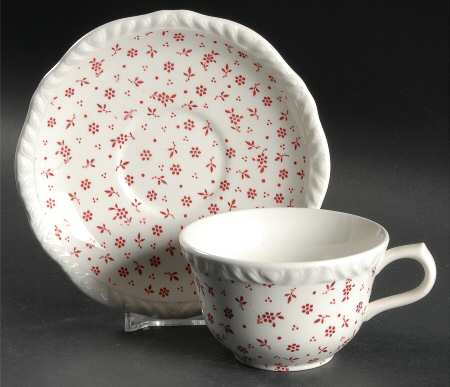 Sprig Pink Flat Cup & Saucer Set