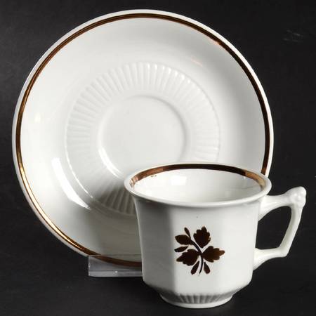 Tea Leaf Copper Flat Demitasse Cup & Saucer Set