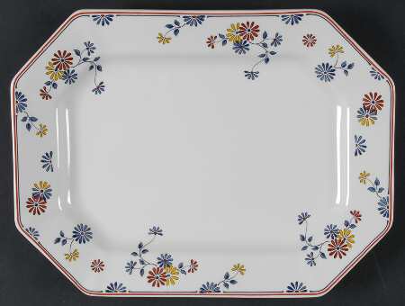 Vermont (Red Trim) 12" Oval Serving Platter