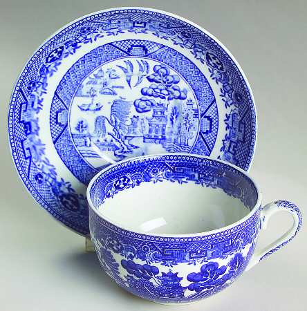 Willow Blue (Smooth, No Trim) Oversized Cup & Saucer Set
