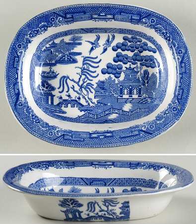 Willow Blue (Smooth, No Trim) 7" Oval Vegetable Bowl