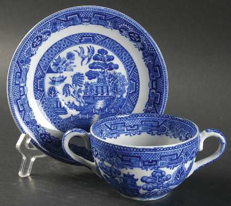 Willow Blue (Smooth, No Trim) Flat Bouillon Cup & Saucer