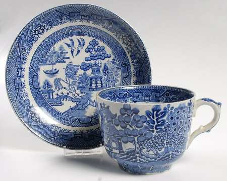 Willow Blue (Smooth, No Trim) Jumbo Cup & Saucer Set