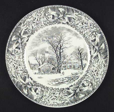 Winter Scenes Black Dinner Plate
