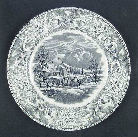 Winter Scenes Black Dinner Plate