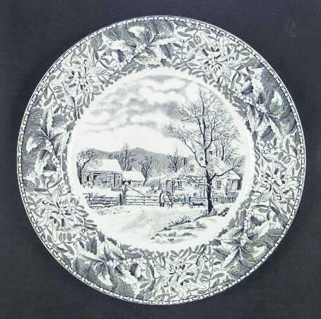 Winter Scenes Black Dinner Plate