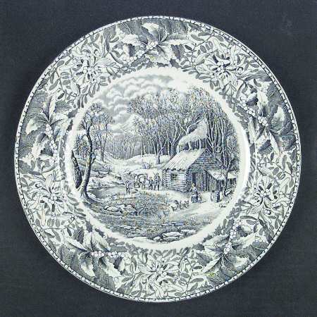 Winter Scenes Black Dinner Plate
