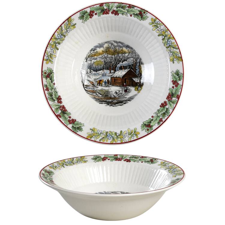 Winter Scenes (Ribbed Center) Rim Cereal Bowl