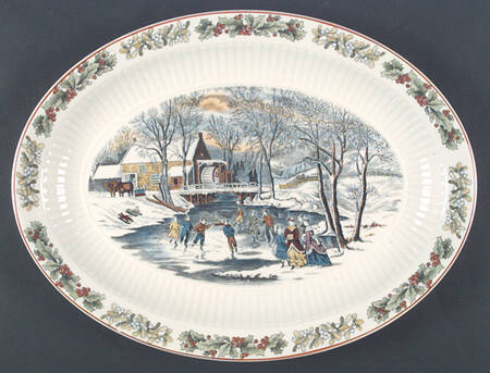 Winter Scenes (Ribbed Center) 13" Oval Serving Platter