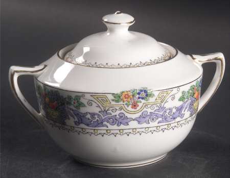Almora (White Background) Sugar Bowl & Lid