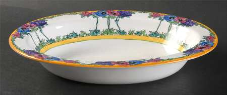 Anemone Multicolor 10" Oval Vegetable Bowl